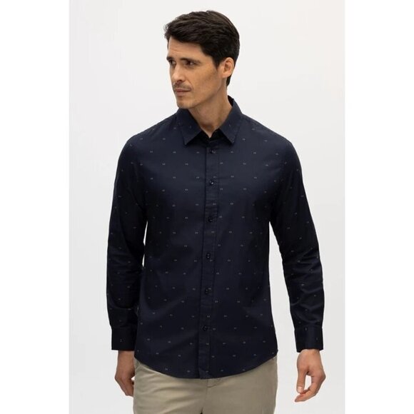 Julian & Mark Men's Ryan Geo Long Sleeve Shirt Navy Size XL-Tall NWT - Picture 1 of 9